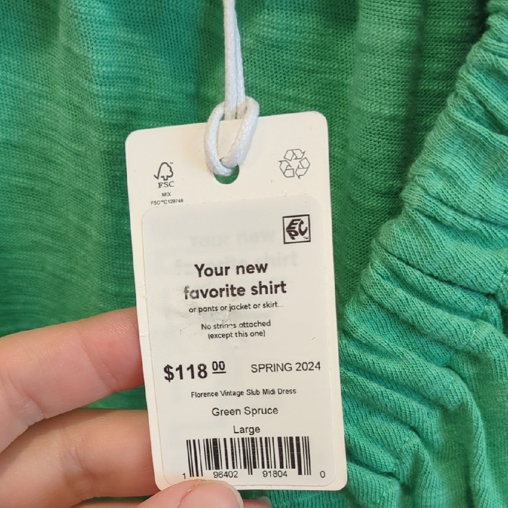 Marine Layer Mint Green Florence Midi Cotton Dress Sz Large Boho Coastal Cottage - Picture 4 of 9